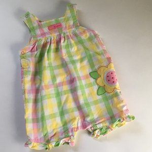 Girls spring romper 3-6 mo plaid/flower Carters